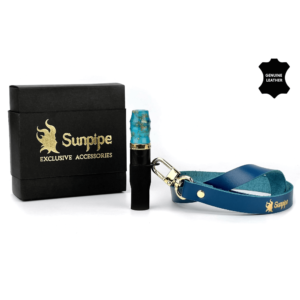 SunPipe Premium Blue (Personal hookah mouthtip with leather lanyard)
