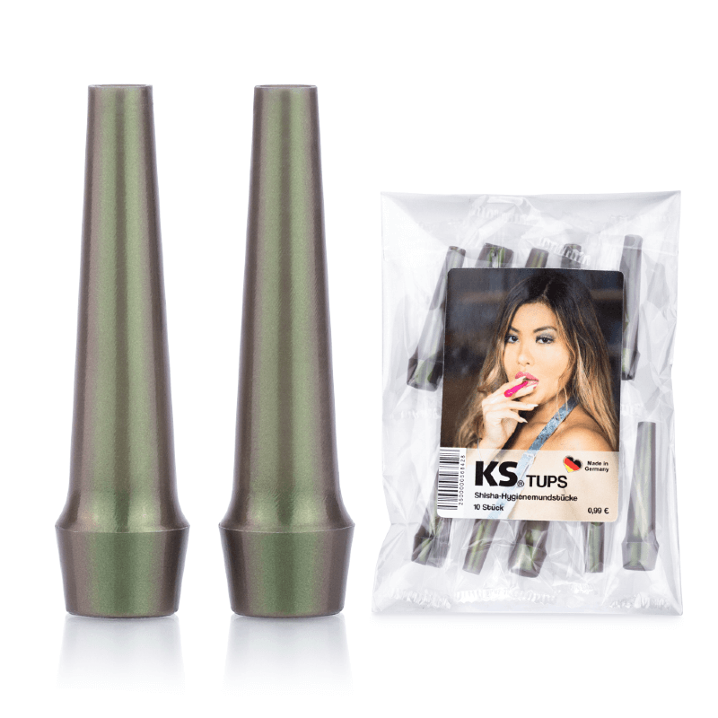 KS TUPS Hygiene Shisha Mouthpieces (metallic green, pack of 10pcs)