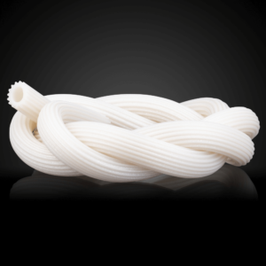 Ridged silicone hookah hose, soft-touch (white shimmer)